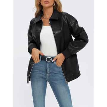 Oversized Faux Leather Jacket for Women - Fashionable Outerwear