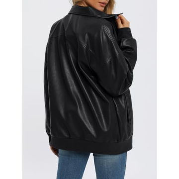 Oversized Faux Leather Jacket for Women - Fashionable Outerwear