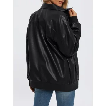 Oversized Faux Leather Jacket for Women - Fashionable Outerwear