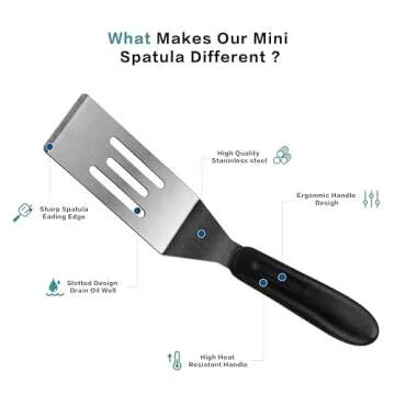 Small Spatula Professional Mini Serving Spatula, 4 Pieces Stainless Steel Metal Spatulas Set, Cutter and Serve Turner for Kitchen, Flipping or Cooking for Brownie, Cookie, Lasagna, Pancakes or Cake