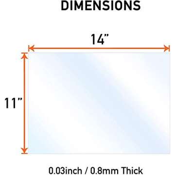 (5 Pack) PET Sheet Panels - 11" x 14" x 0.04" Clear Acrylic Sheet-Quality Shatterproof, Lightweight,...