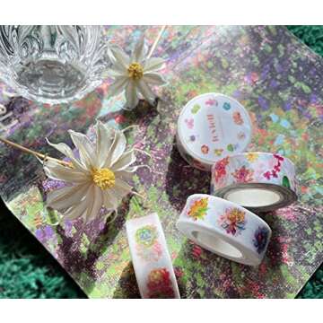 lovielf Succulent Washi Tape Set of 4 Rolls - Decorative DIY