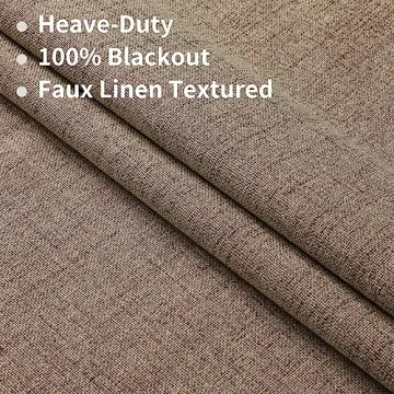 Joydeco 100% Blackout Natural Linen Curtains 84 inch