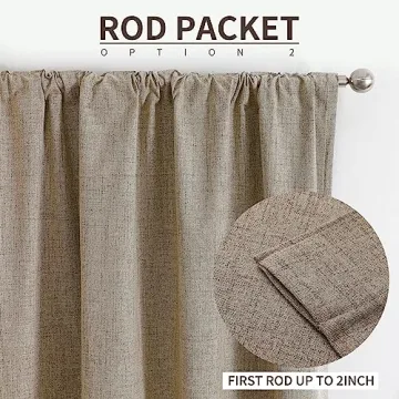 Joydeco 100% Blackout Natural Linen Curtains 84 inch