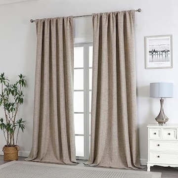 Joydeco 100% Blackout Natural Linen Curtains 84 inch