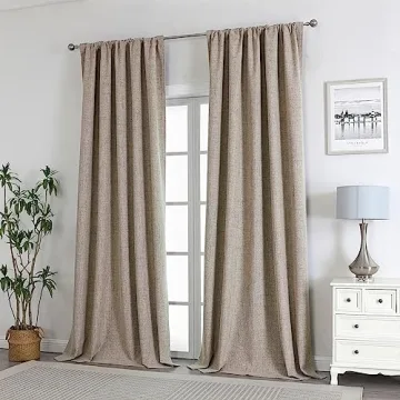 Joydeco 100% Blackout Natural Linen Curtains 84 inch