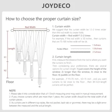 Joydeco 100% Blackout Natural Linen Curtains 84 inch