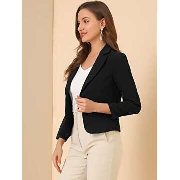 Allegra K Women's Open Front Office Work Business Casual Lightweight Summer Crop Suit Blazer X-Small...
