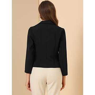 Allegra K Women's Open Front Office Work Business Casual Lightweight Summer Crop Suit Blazer X-Small Black-Solid