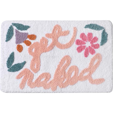 Get Naked Bath Mat Soft Thick Microfiber Bath Rug Non Slip Absorbent Funny Cute Bathroom Decor Mat, ...