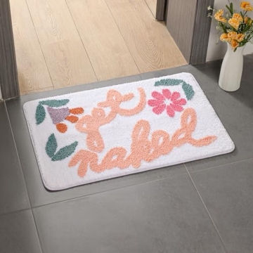 Get Naked Bath Mat Soft Thick Microfiber Bath Rug Non Slip Absorbent Funny Cute Bathroom Decor Mat, Machine Washable, 20IN x 30IN