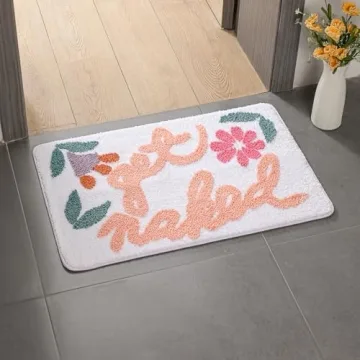 Get Naked Bath Mat Soft Thick Microfiber Bath Rug Non Slip Absorbent Funny Cute Bathroom Decor Mat, Machine Washable, 20IN x 30IN