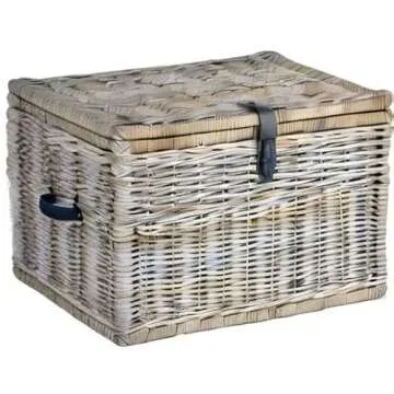The Basket Lady Deep Wicker Storage Trunk, Large, 24 in L x 17 in W x 17.5 in H, Serene Grey