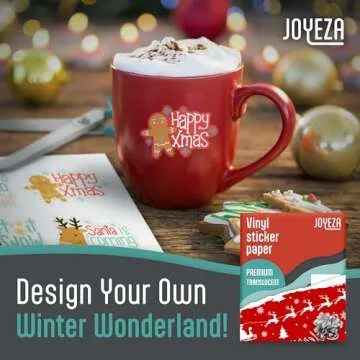 JOYEZA Premium Printable Vinyl Clear Sticker Paper for Inkjet Printer - 25 Sheets Translucent Waterproof, Dries Quickly Vivid Colors, Holds Ink Well - Inkjet & Laser Printer