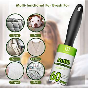 Degbit Lint Rollers for Pet Hair, [Upgraded Handles, Extra Sticky] Pet Hair Remover, Lint Remover [300 Sheets/5 Refills], Lint Roller Set Brush for Dog & Cat Hair Removal, Clothes, Furniture, Laundry
