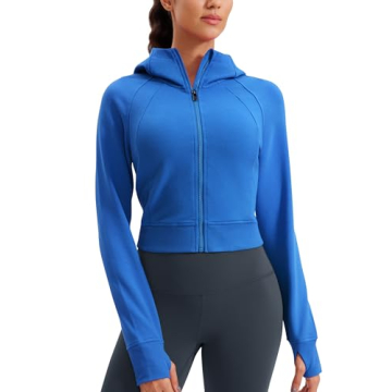 CRZ YOGA Women's Fleece Zip Up Cropped Hoodie Workout Jacket Athletic Casual Long Sleeve Sweatshirts...