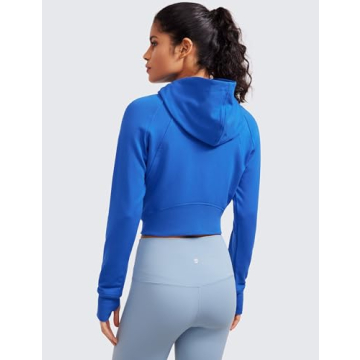 CRZ YOGA Women's Cropped Fleece Zip Up Hoodie