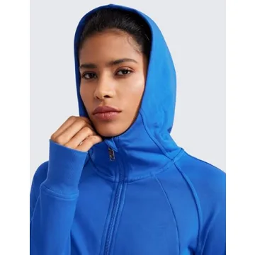 CRZ YOGA Women's Cropped Fleece Zip Up Hoodie