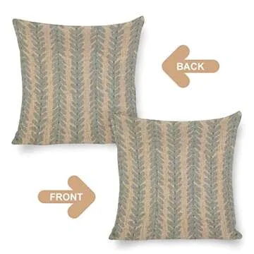 Woodperry in Blue High End Pillow Cover. Leafy Designer Pillow Cover. 18"x 18" Decorative Pillow Cover. Sofa Pillow Cover