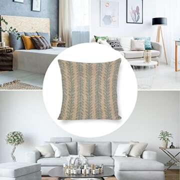 Woodperry in Blue High End Pillow Cover. Leafy Designer Pillow Cover. 18"x 18" Decorative Pillow Cover. Sofa Pillow Cover