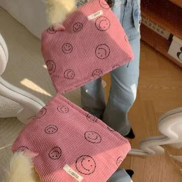 Stylish Corduroy Cosmetic Bag for Women - Makeup Organizer