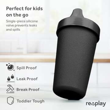 Re-Play Made in USA 10 Oz. Sippy Cups for Toddlers, Pack of 1 - Reusable Spill Proof Cups for Kids, ...