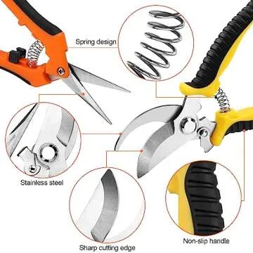 2 Pack Pruning Shears, Garden Shears, Stainless Steel Pruning Shears for Gardening, Garden Clippers,...