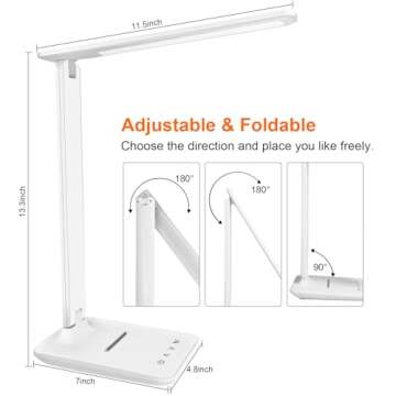 Karidi LED Desk Lamp with USB Charging and 5 Modes