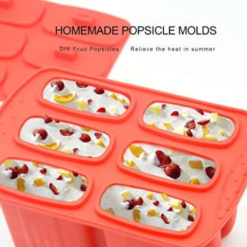 Popsicles Molds,Bongpuda 6 Pieces Silicone Popsicle Molds,Easy-Release Bpa-Free,Ice Pop Mold Ice Cre...
