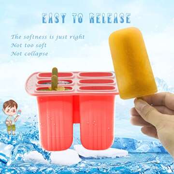 Popsicles Molds,Bongpuda 6 Pieces Silicone Popsicle Molds,Easy-Release Bpa-Free,Ice Pop Mold Ice Cream Molds Popsicle Molds For Kids,With 50 Pcs Popsicle Sticks+Cleaning Brush(Red)