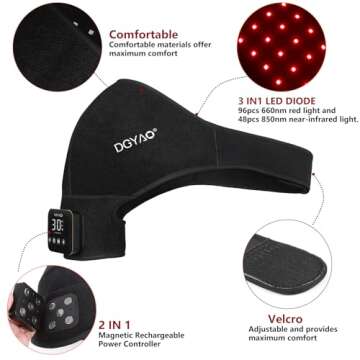 TIAXU TIAXU Cordless Red Light Therapy for Shoulder Pain Relief Wearable Wrap 4000mAh Battery