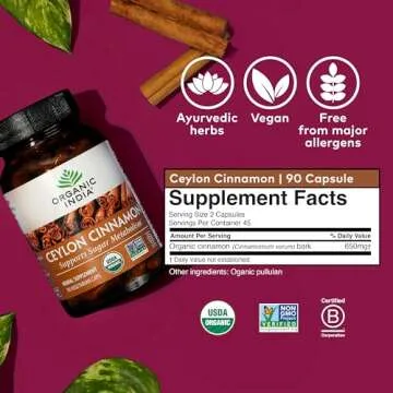 Organic India Ceylon Cinnamon Capsules - 90 Vegan Pills