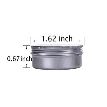 Hulless 0.5 Ounce Aluminum Tin Jar Refillable Containers 15 ml Aluminum Screw Lid Round Tin Containe...