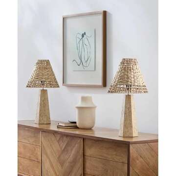 Mark&Day Table Lamps, Durand Modern Lighrt Gray/Brown Bedside Table Lamp Set of 2 for Nightstand Bedroom, Living Room or Office (21" H x 5" W x 5" D)