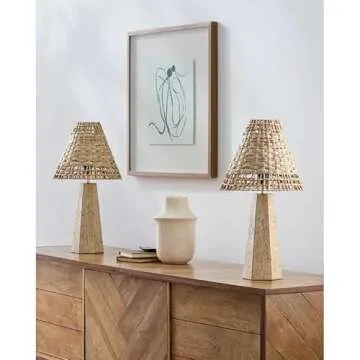 Mark&Day Table Lamps, Durand Modern Lighrt Gray/Brown Bedside Table Lamp Set of 2 for Nightstand Bedroom, Living Room or Office (21" H x 5" W x 5" D)