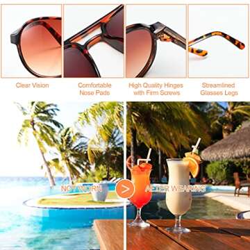 Frienda 4 Pairs Retro Sunglasses Vintage Large Frame Sunglasses 70s Unisex Glasses for Women Men (Classic Color)