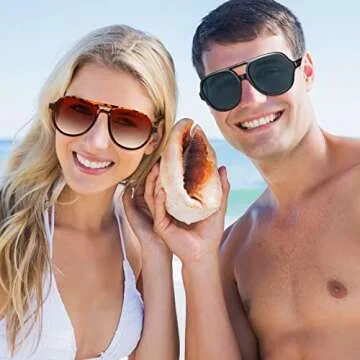 Frienda 4 Pairs Retro Sunglasses Vintage Large Frame Sunglasses 70s Unisex Glasses for Women Men (Classic Color)