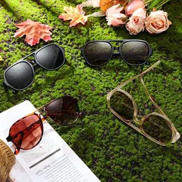 Frienda 4 Pairs Retro Sunglasses Vintage Large Frame Sunglasses 70s Unisex Glasses for Women Men (Classic Color)