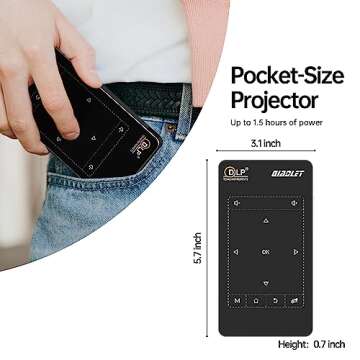 FEICHEN Mini Portable Projector with WiFi and Bluetooth, 4K Ultra HD DLP Pocket Movie Proyector, 108...