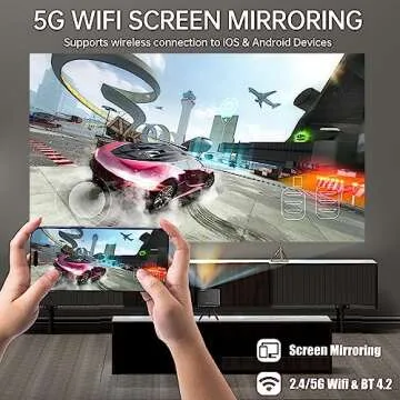 FEICHEN Mini Portable Projector with WiFi and Bluetooth, 4K Ultra HD DLP Pocket Movie Proyector, 1080P HDMI Smart Projector for Home Theater, Stereo Speakers and Remote Control Movie Projector