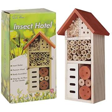 Lulu Home Wooden Insect House, Hanging Insect Hotel for Bee, Butterfly, Ladybirds, Beneficial Insect...