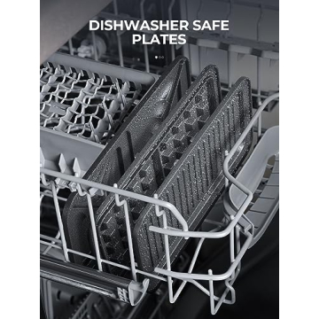 AMEGAT 3 in 1 Sandwich Maker, Waffle Maker with Removables Plates, Panini Press Waffle Iron Set with 5-gear Temperature Control, Non-stick Coating Cool Touch Handle Anti-skid Feet for Breakfast, 1200W