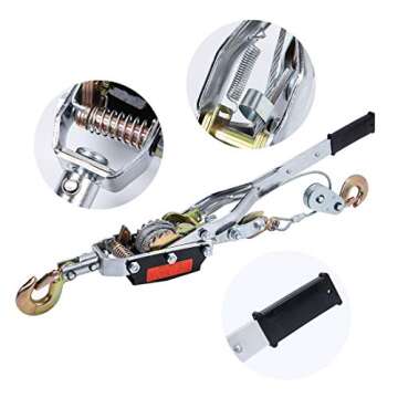 TBVECHI 5 Ton (10,000 LBS) Pulling Capacity Heavy Duty Power Puller Come Along Winch with 3 Hooks 2 Gears, Automotive Hoist Winch Puller, Recovery Gear, Hoist Winch Cable Stretcher Lift