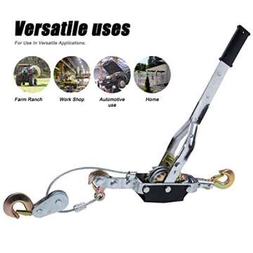 TBVECHI 5 Ton (10,000 LBS) Pulling Capacity Heavy Duty Power Puller Come Along Winch with 3 Hooks 2 Gears, Automotive Hoist Winch Puller, Recovery Gear, Hoist Winch Cable Stretcher Lift