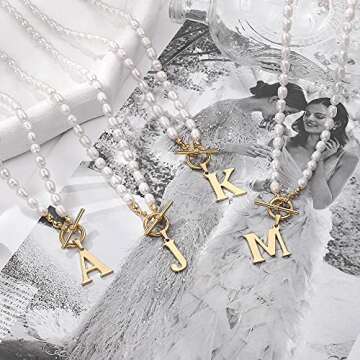 IEFWELL Dainty Initial Pearl Necklace for Women