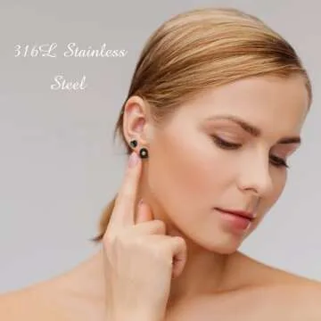 BBTO 24 Pairs Stud Earrings Crystal Pearl Earring Set Ear Stud Jewelry for Women Men(Black)