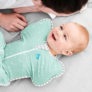 Love To Dream Swaddle UP Lite, Mint Stars, Allow Baby to Sleep in Their Preferred arms up Position for Self-Soothing, Snug fit Calms Startle Reflex, Small, 8-13 lbs.