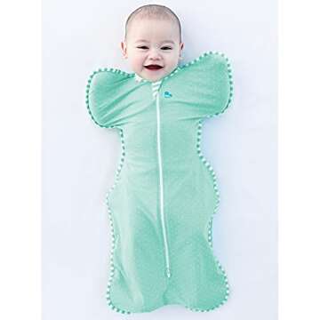Love To Dream Swaddle UP Lite, Mint Stars, Allow Baby to Sleep in Their Preferred arms up Position for Self-Soothing, Snug fit Calms Startle Reflex, Small, 8-13 lbs.