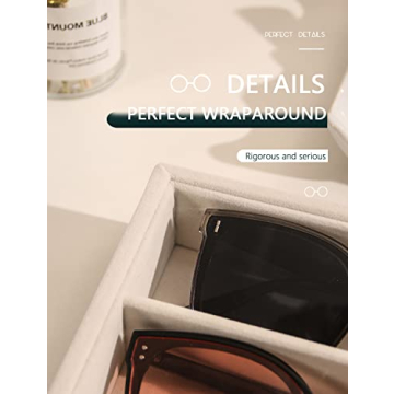 Coward Sunglass Organizer Tray, Beige Velvet Glasses Organizer Trays, Eyeglasses Watches Jewelry Display Organizer Tray Box for Men Women (8 Grids)