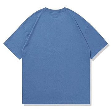 Aelfric Eden Mens Oversized T Shirts Tees Distorted Portrait Print Crew Neck Cotton Tops Streetwear Casual Shirt A-Blue